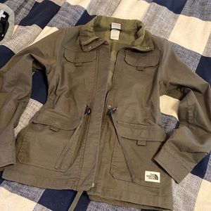 The North Face Army / Olive green canvas army style jacket size small